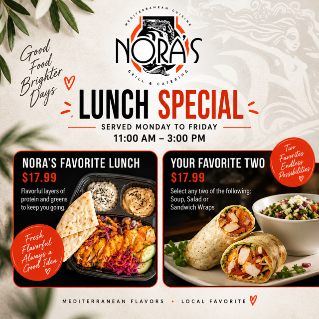Weekday Lunch Specials – $17.99